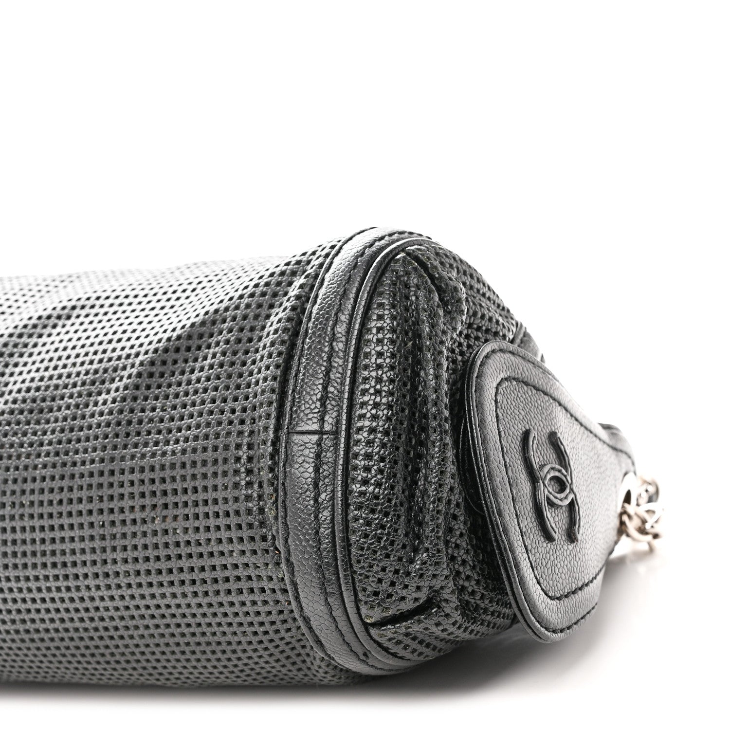 Chanel Calfskin Perforated Pulley Shoulder Bag Black 10 of 10