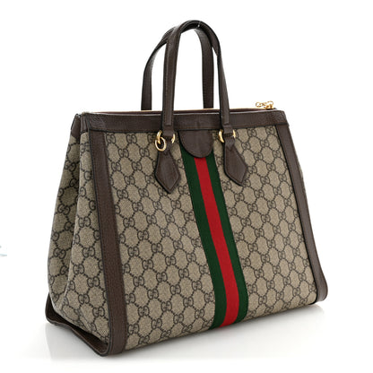 Gucci GG Supreme Monogram Web Medium Ophidia Tote Bag Brown 3 of 13