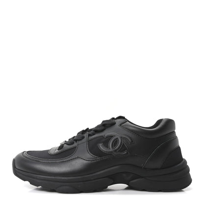 Chanel Lambskin Fabric CC Uniform Sneakers 38.5 Black 1 of 10