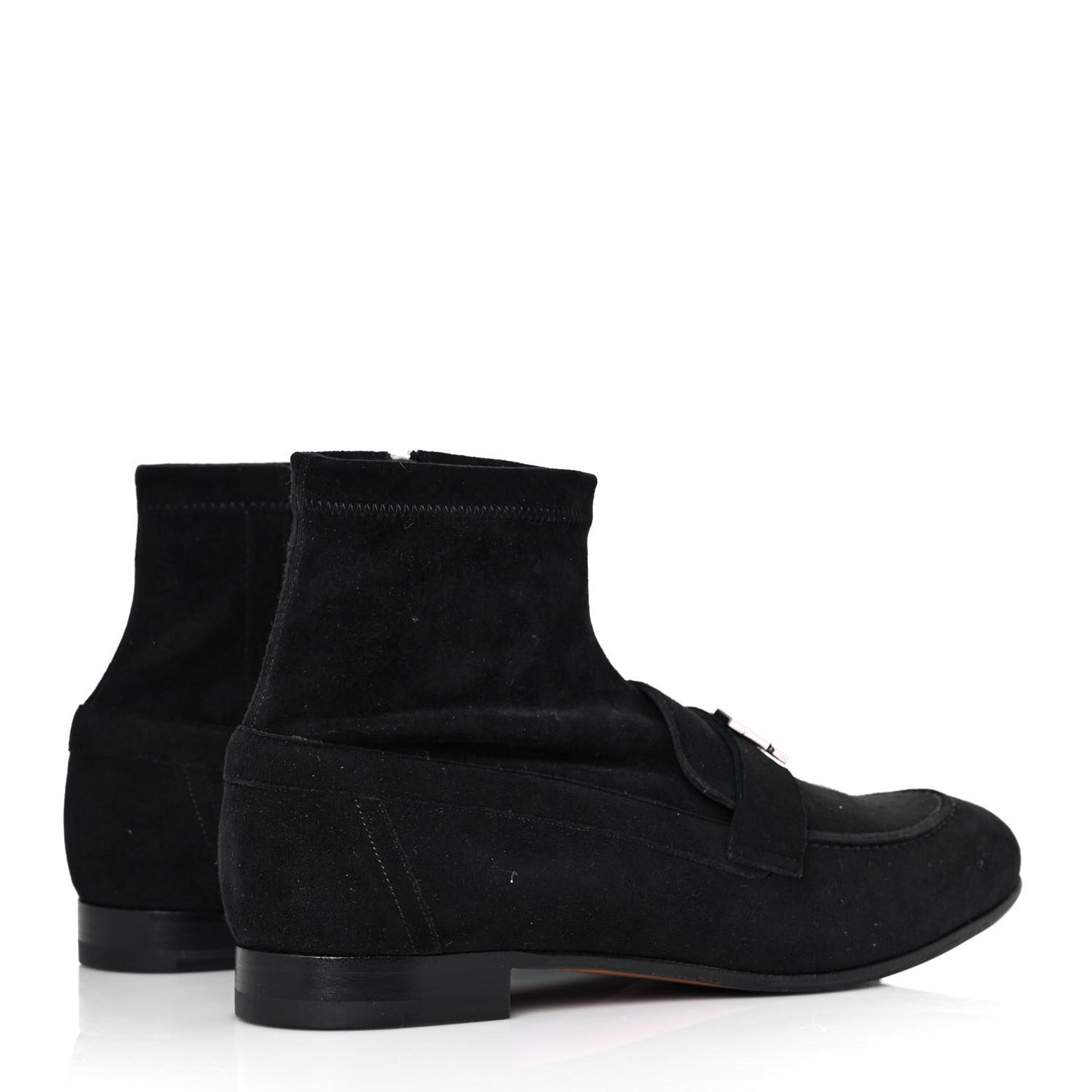Stretch Velvet Goatskin Saint Honore Ankle Boots 38.5 Black