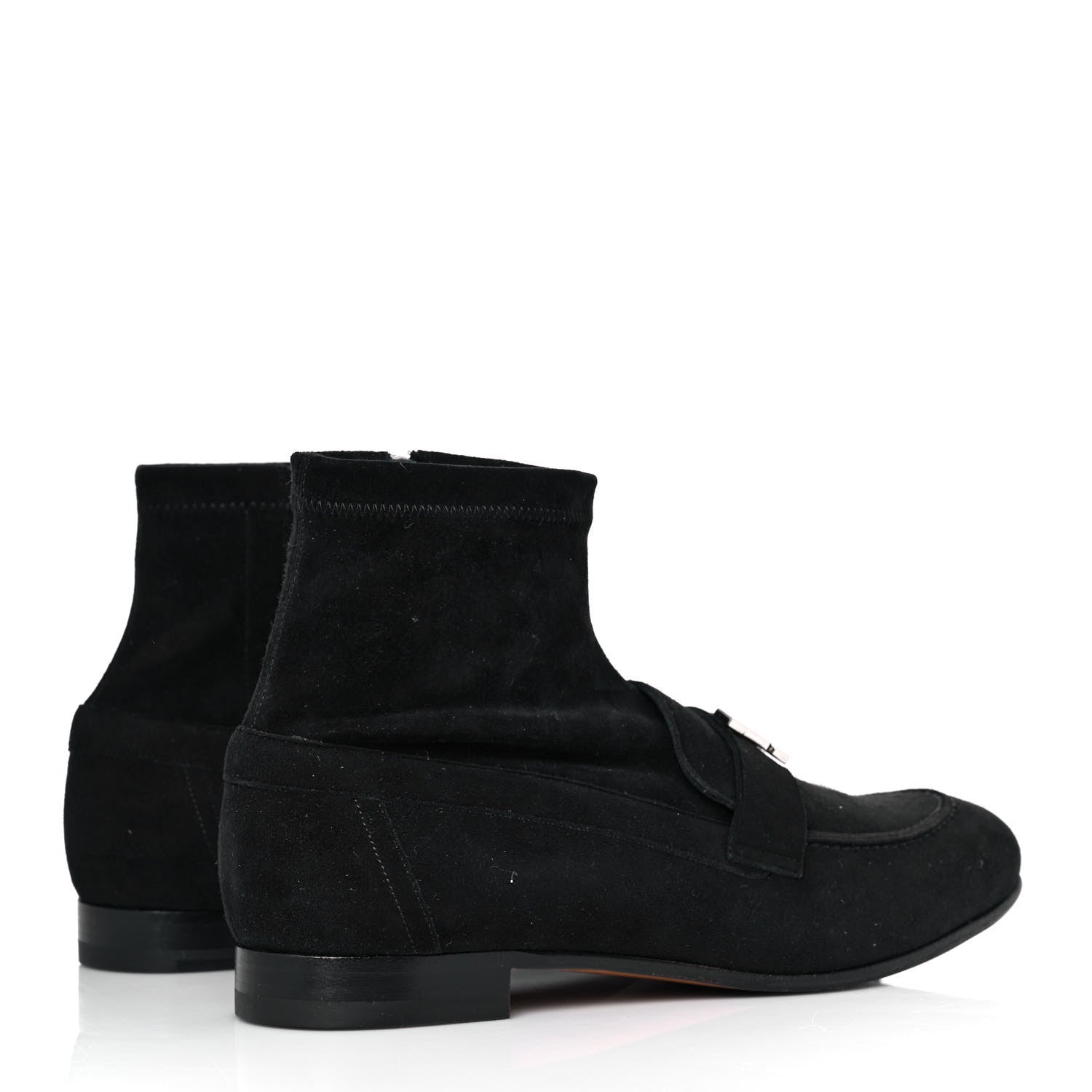 Hermes Stretch Velvet Goatskin Saint Honore Ankle Boots 38.5 Black 4 of 8