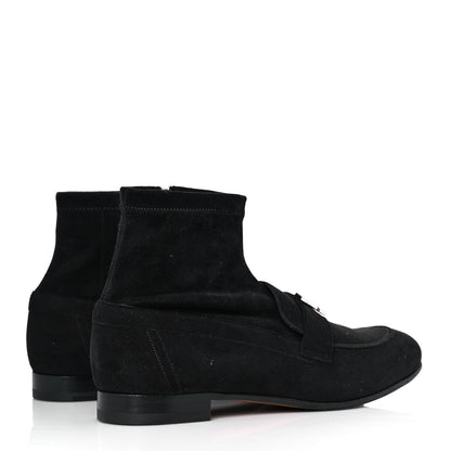 Hermes Stretch Velvet Goatskin Saint Honore Ankle Boots 38.5 Black 4 of 8