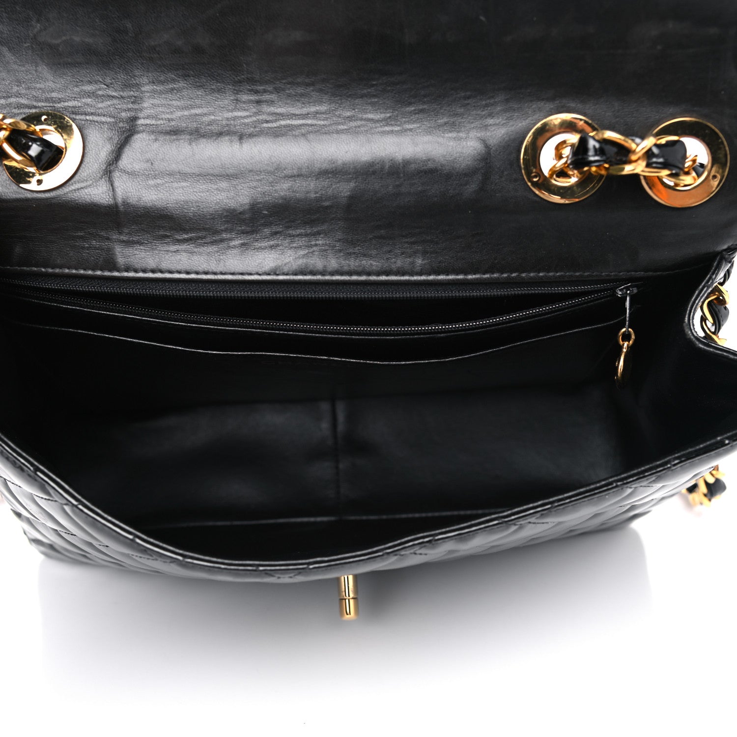 Chanel Patent Quilted XL Jumbo Single Flap Black 3 of 14