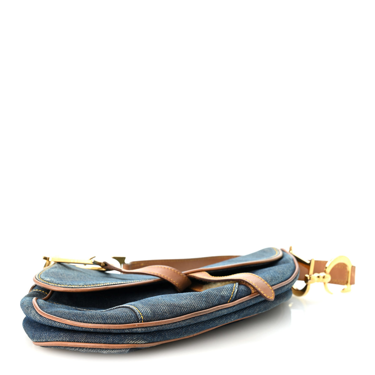 Denim Calfskin Saddle Bag Blue