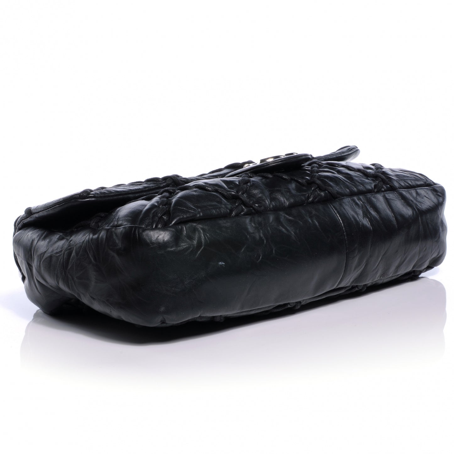 Calfskin Ultra Stitch Oversize Flap Black
