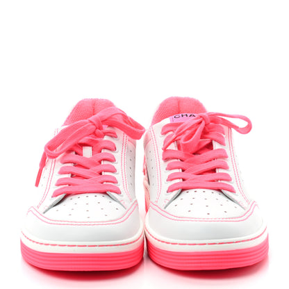 Chanel Calfskin Womens Logo Sneakers 40 Fuchsia White 3 of 7