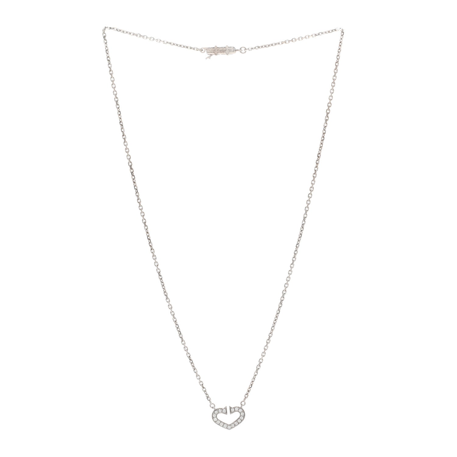 Cartier 18K White Gold Diamond Small Hearts and Symbols Pendant Necklace 3 of 5