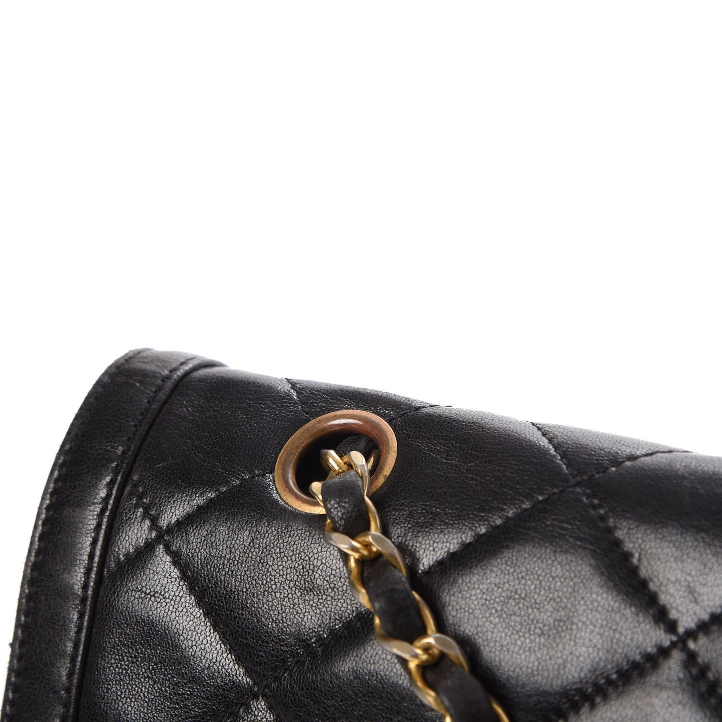 Lambskin Quilted Medium Double Flap Black