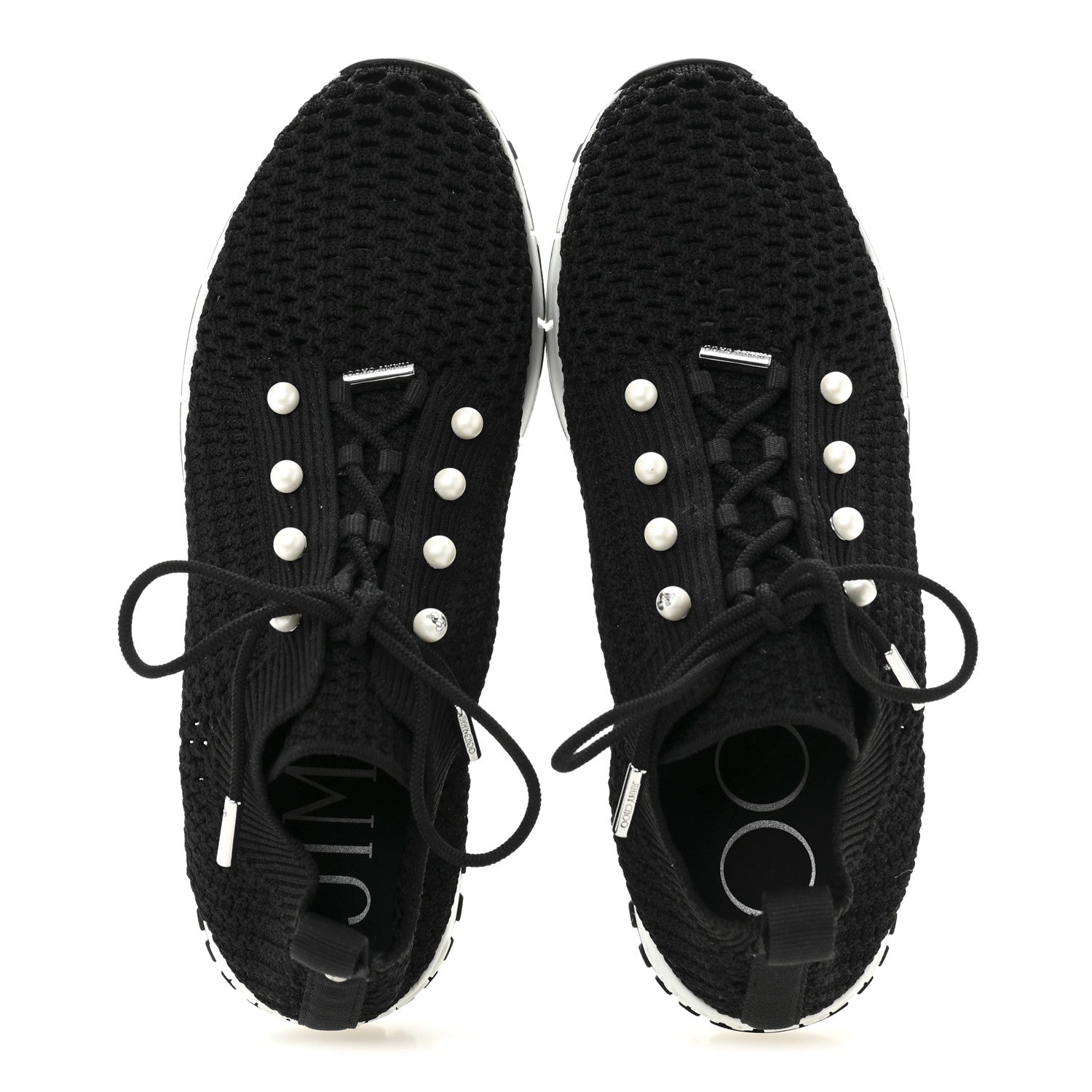 Jimmy Choo Veles Knit Pearly Lace Up Sneaker 36.5 Black 2 of 9