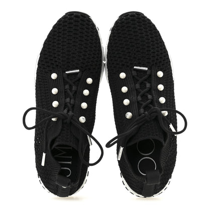 Jimmy Choo Veles Knit Pearly Lace Up Sneaker 36.5 Black 2 of 9