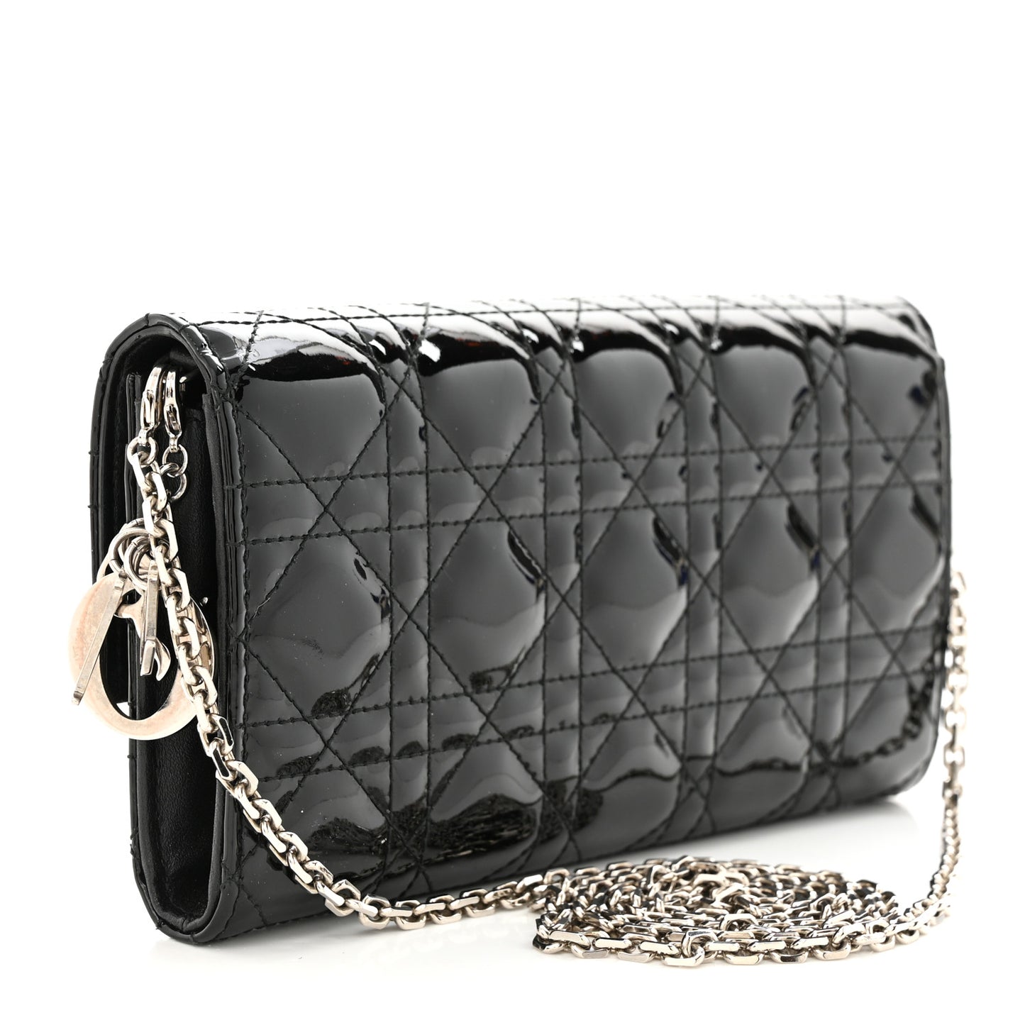 Patent Cannage Lady Dior Convertible Clutch Black
