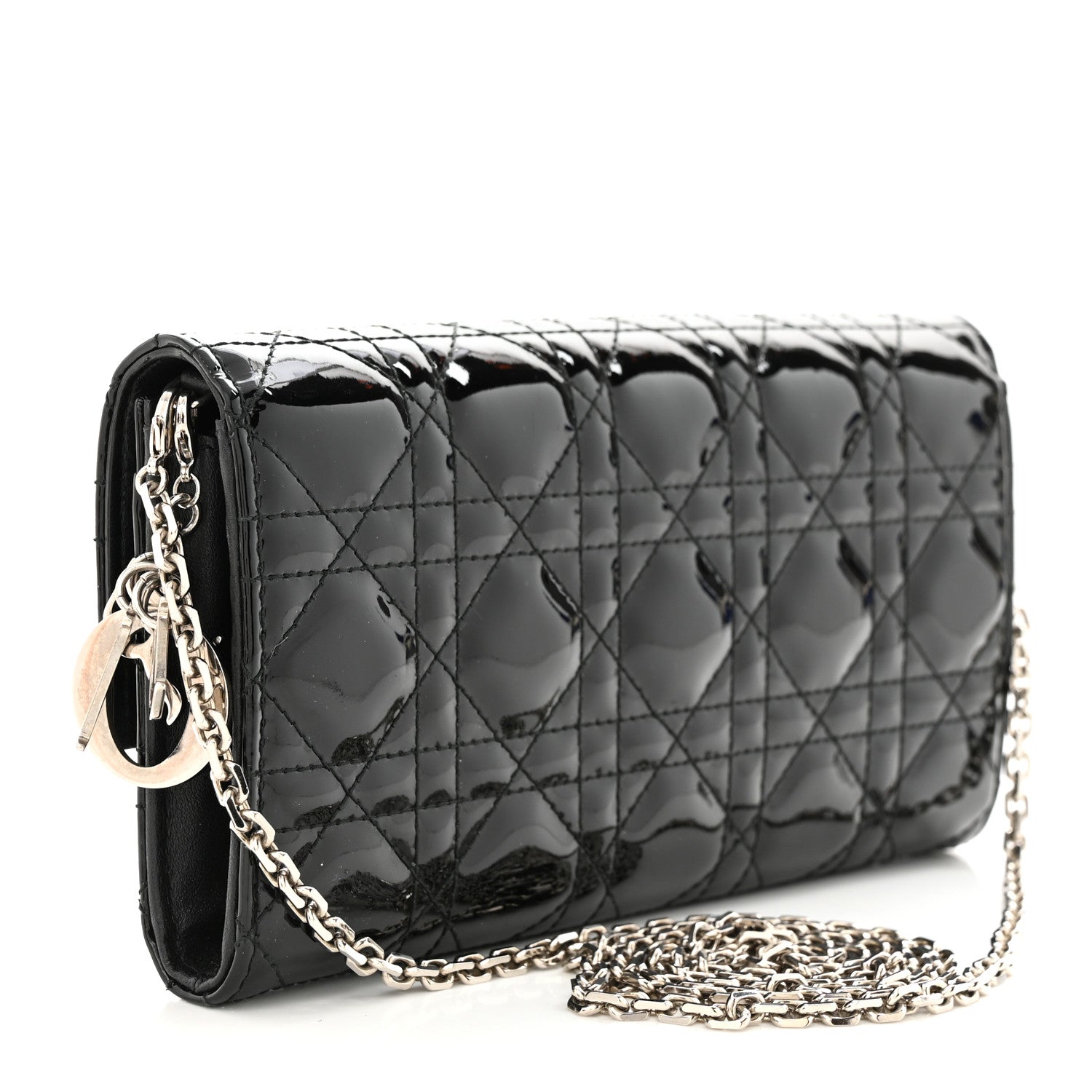 Christian Dior Patent Cannage Lady Dior Convertible Clutch Black 3 of 11