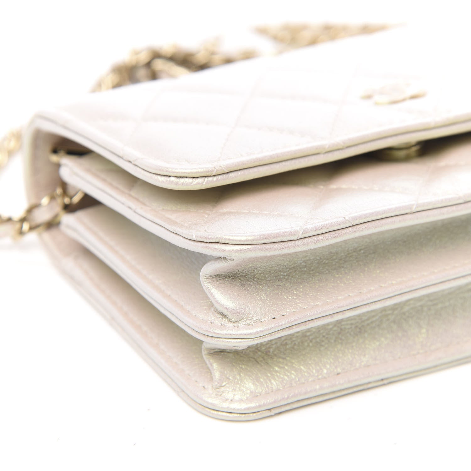 Chanel Iridescent Lambskin Quilted Mini Wallet On Chain WOC Ivory 8 of 10