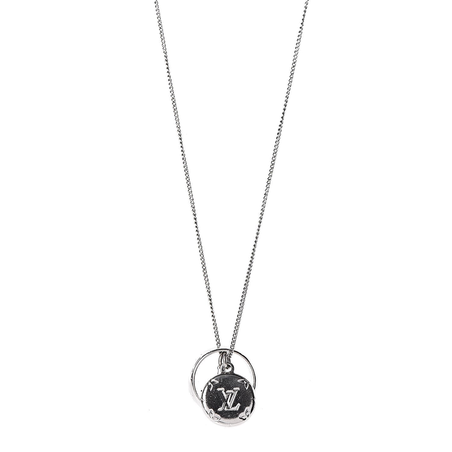 Zamac Palladium Monogram Charms Necklace Silver