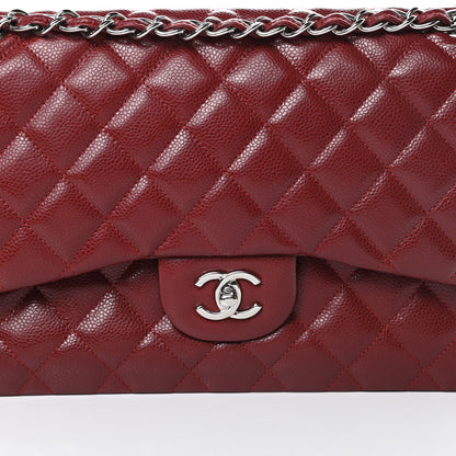 Chanel Caviar Quilted Jumbo Double Flap Dark Red 8 of 15