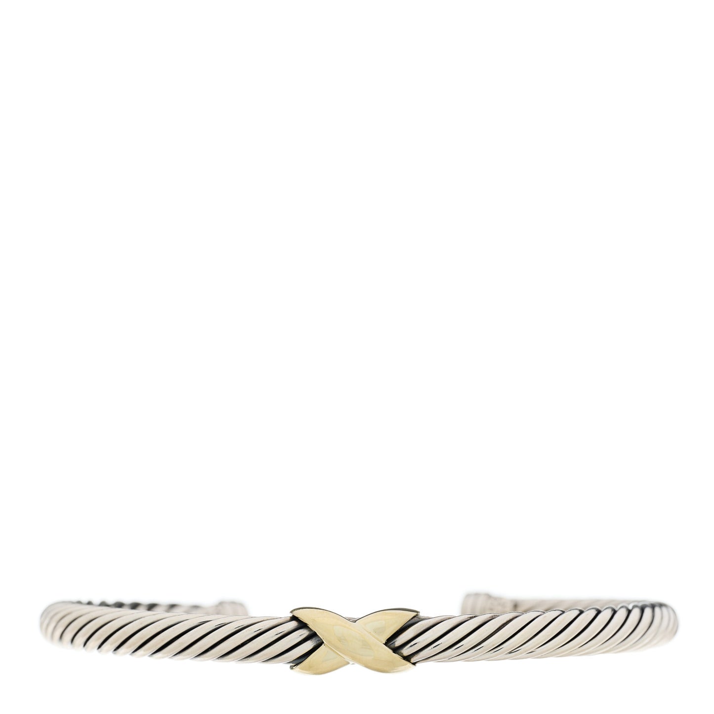 Sterling Silver 14K Yellow Gold 5mm X Station Cable Bracelet