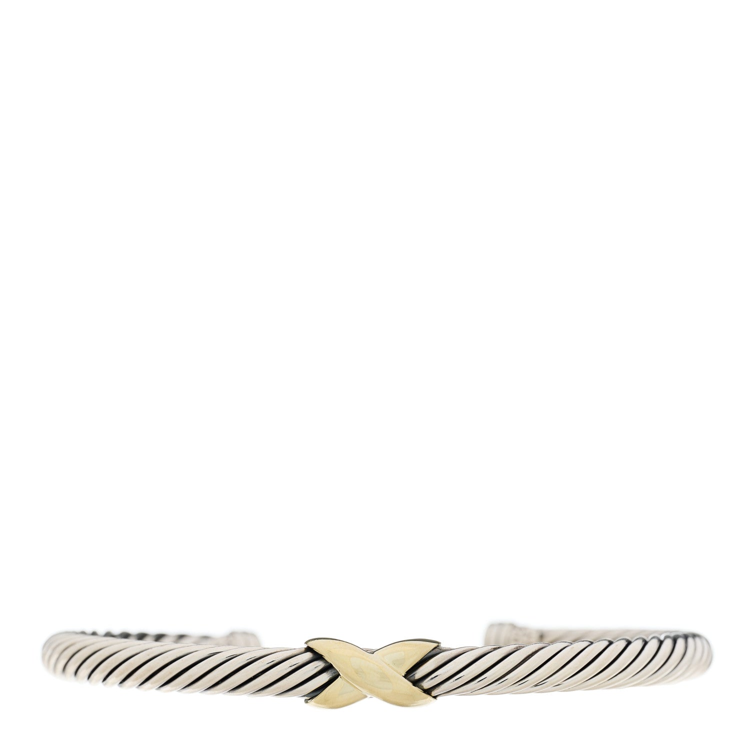 David Yurman Sterling Silver 14K Yellow Gold 5mm X Station Cable Bracelet 1 of 3