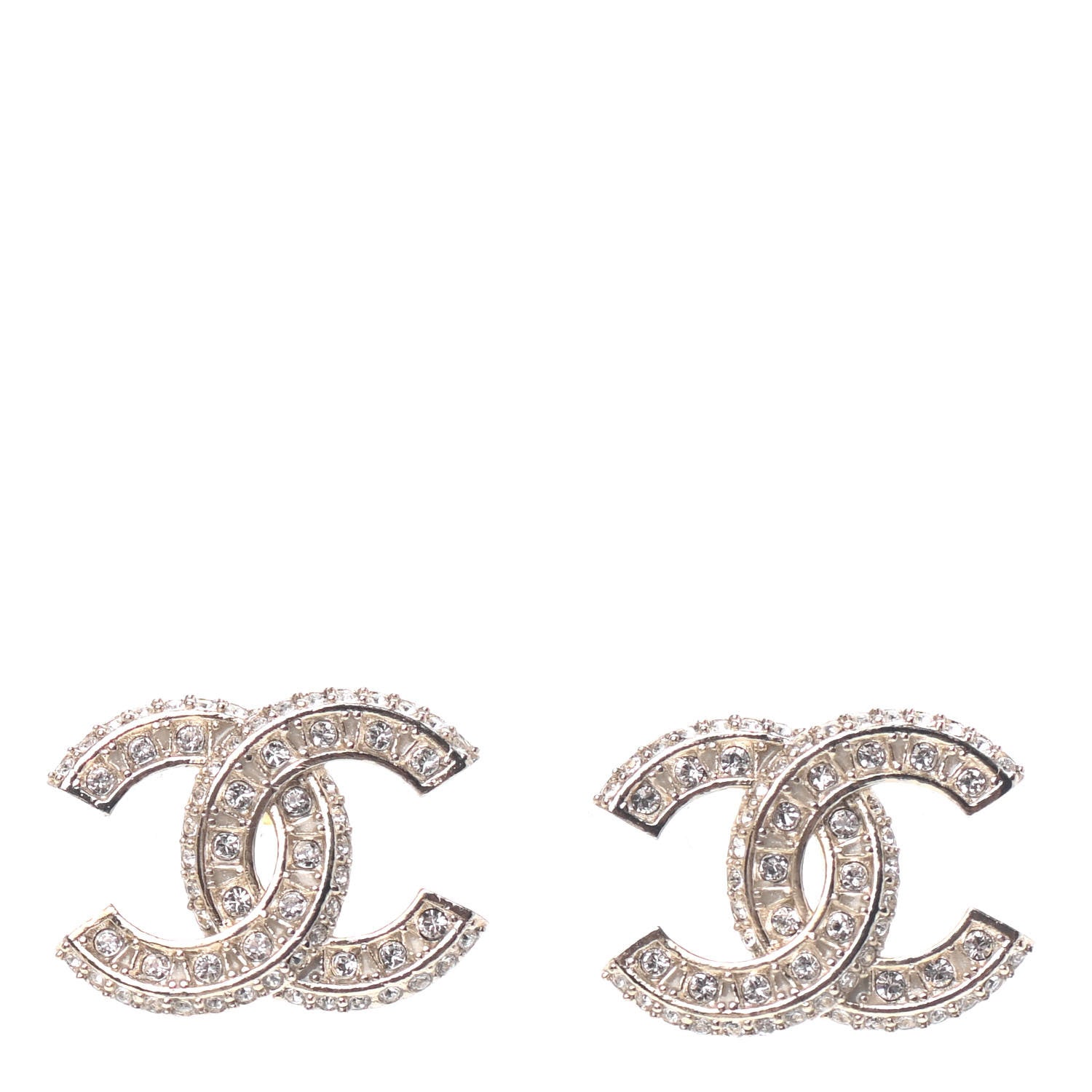 Chanel Crystal Timeless CC Earrings Light Gold 1 of 4