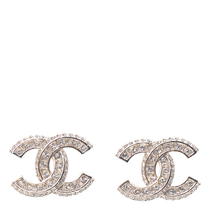 Chanel Crystal Timeless CC Earrings Light Gold 1 of 4
