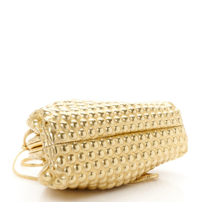 Bottega Veneta Metallic Fabric Bubble Wrap The Mini Pouch Gold 4 of 9