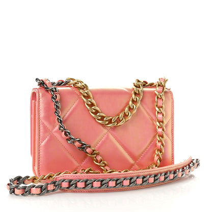 Chanel Iridescent Calfskin Quilted Chanel 19 Wallet On Chain WOC Pink 3 of 10