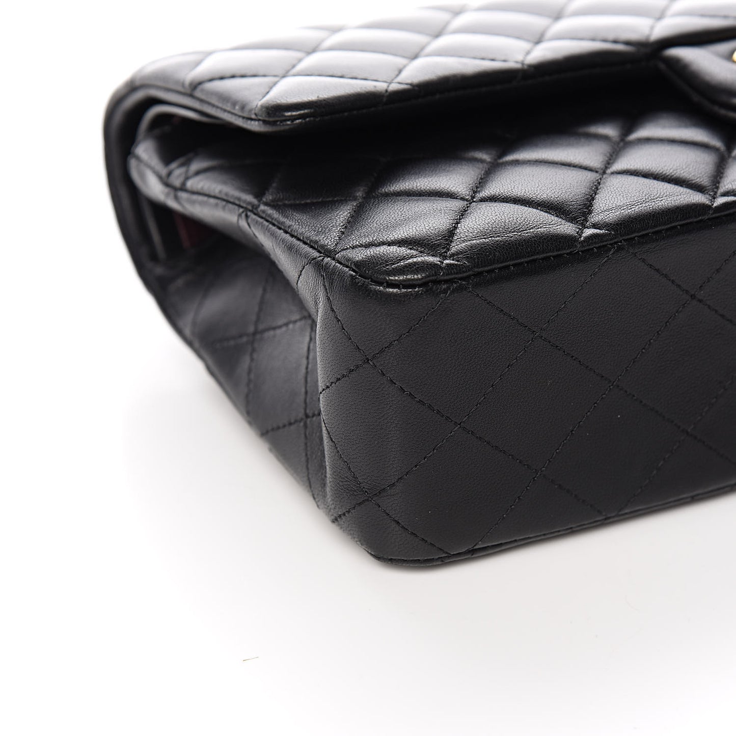 Lambskin Quilted Medium Double Flap Black