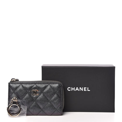 Chanel Iridescent Caviar Quilted Zipped Key Holder Case Black 8 of 8