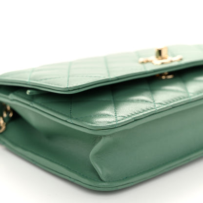 Chanel Lambskin Quilted Trendy CC Wallet On Chain WOC Green 10 of 11