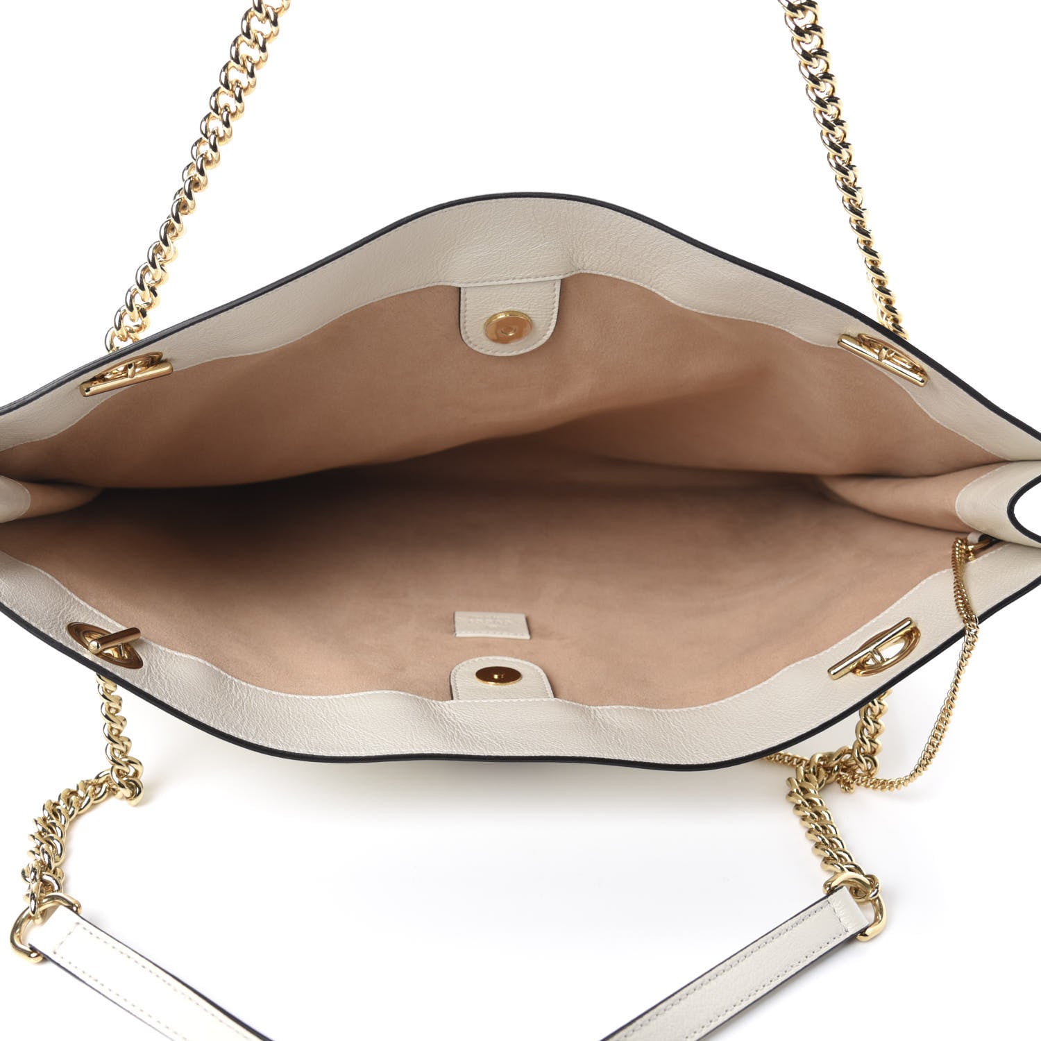 Gucci Suede Calfskin Large Rajah Chain Tote White 5 of 10
