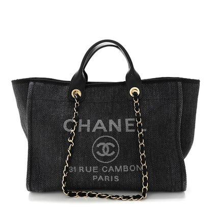 Chanel Woven Straw Raffia Medium Deauville Tote Black 1 of 10