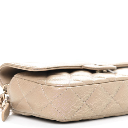 Chanel Iridescent Caviar Quilted Flap Phone Holder With Chain Beige 10 of 13