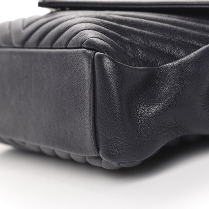 Saint Laurent Sheepskin Matelasse Chevron Monogram Large College Satchel Navy Blue 12 of 13