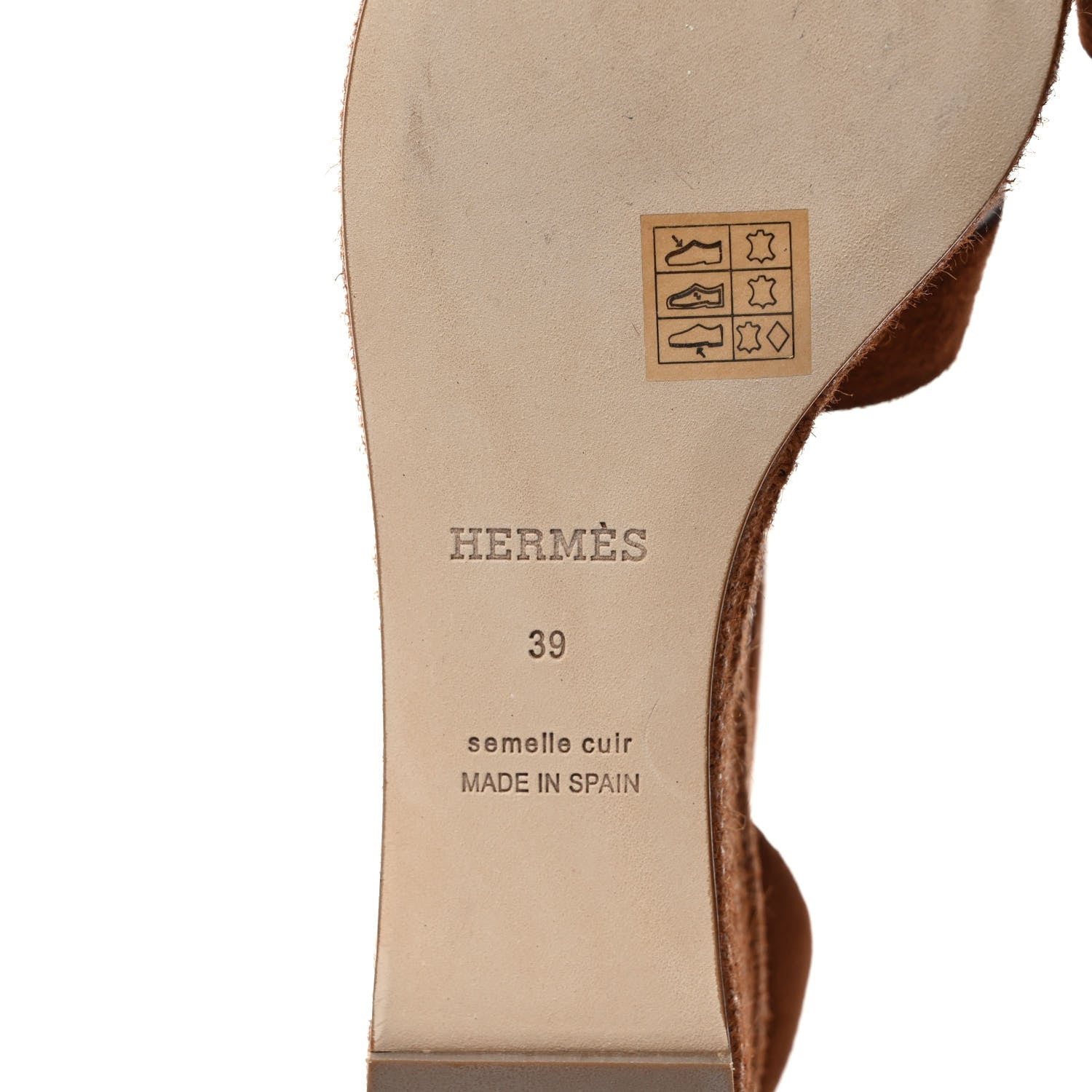 Hermes Suede Goatskin Elda 35 Espadrille Wedge Sandals 39 Gold 6 of 9