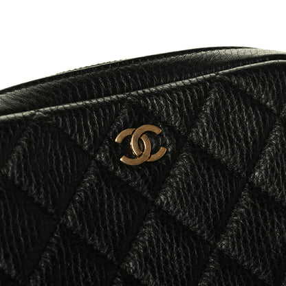 Chanel Grained Calfskin Quilted Small Curvy Pouch Cosmetic Case Black 5 of 5