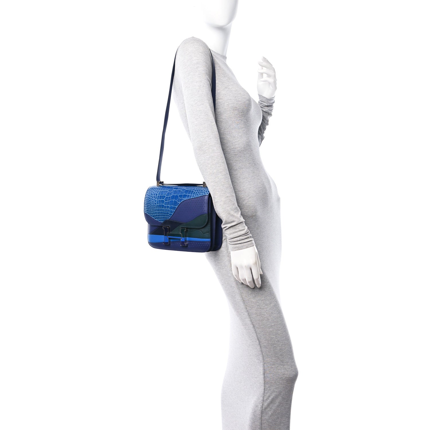 Hermes Shiny Alligator Swift Perforated Lizard Endless Road Constance 24 Bleu Zellige Bleu Encre Blue Nuit Vert Anglais 2 of 11