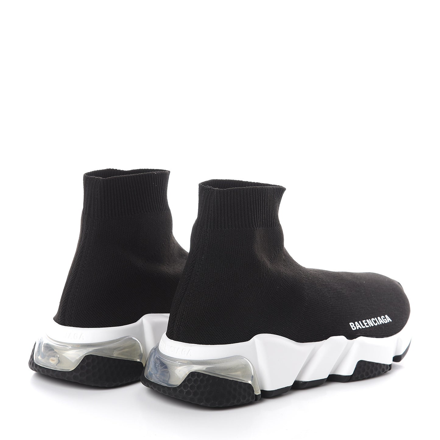Neoprene Knit Womens Speed Clear Sole Sneakers 36 Black White