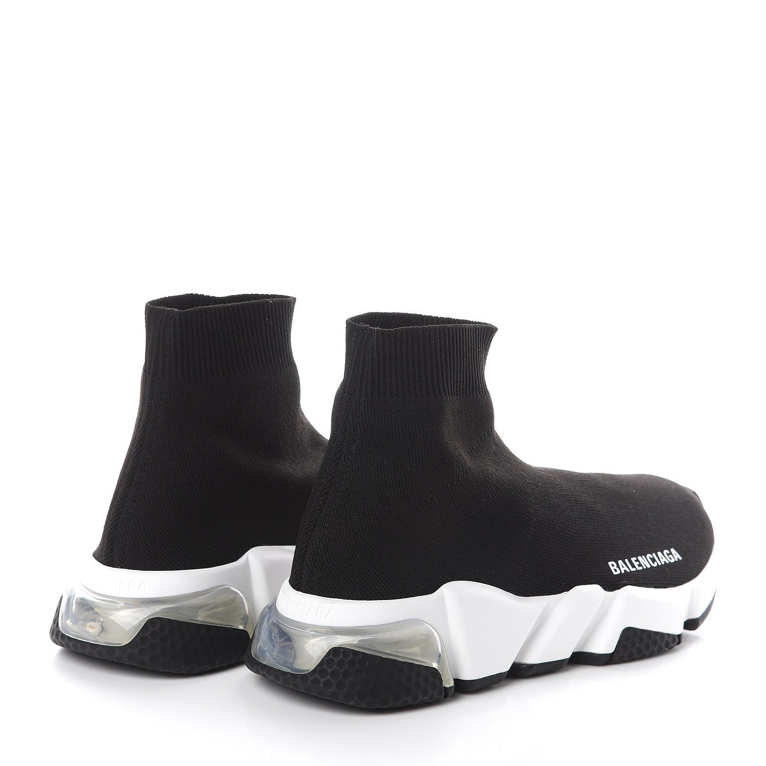 Balenciaga Neoprene Knit Womens Speed Clear Sole Sneakers 36 Black White 4 of 6