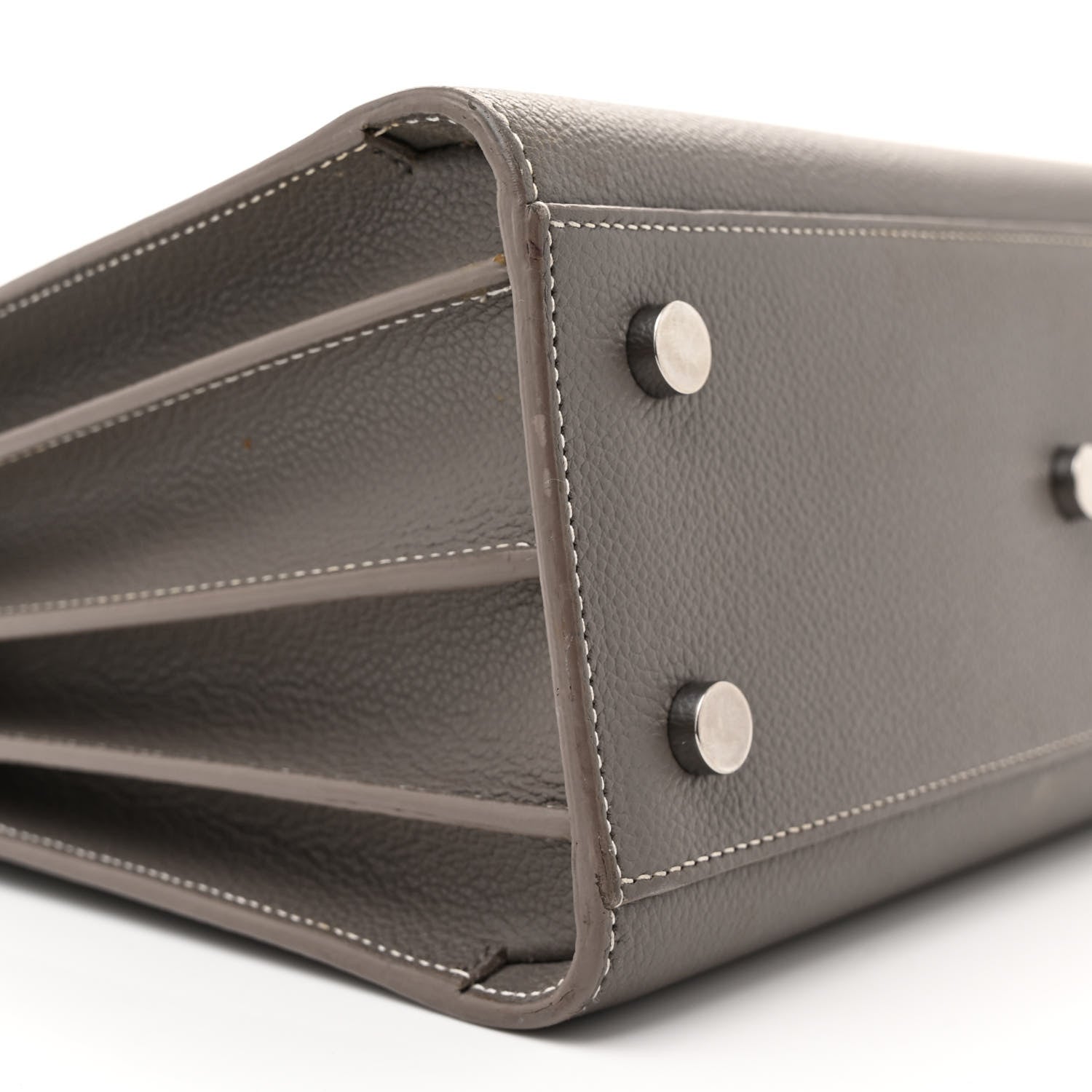 Saint Laurent Grained Calfskin Topstich Baby Sac De Jour Grey 9 of 20