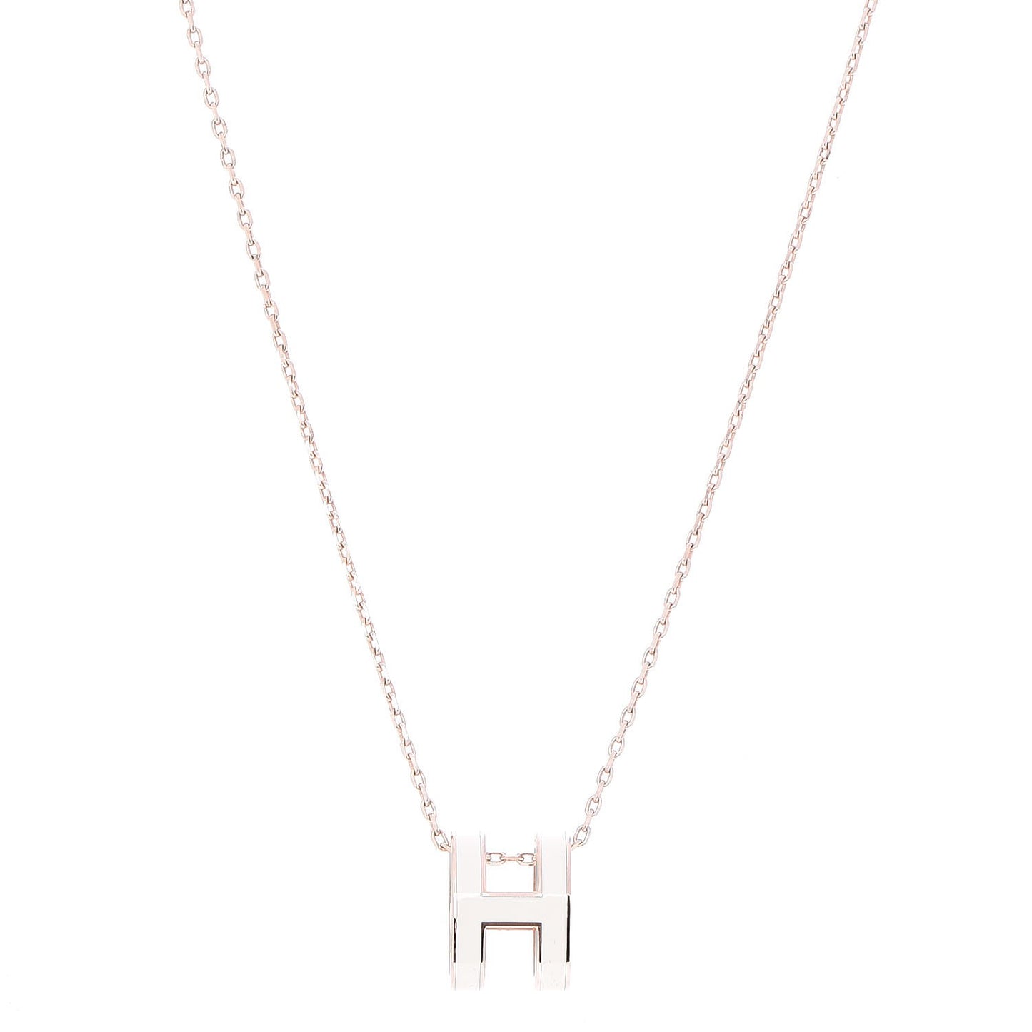 Lacquered Rose Gold Pop H Pendant Necklace White