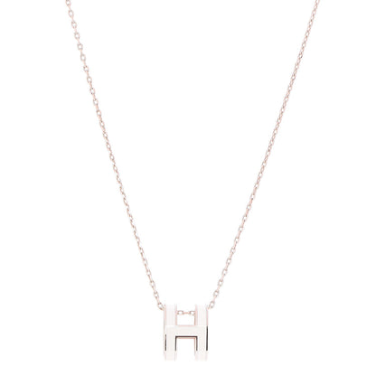 Hermes Lacquered Rose Gold Pop H Pendant Necklace White 1 of 7