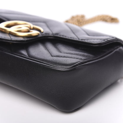 Gucci Calfskin Matelasse Super Mini GG Marmont Shoulder Bag Black 9 of 11