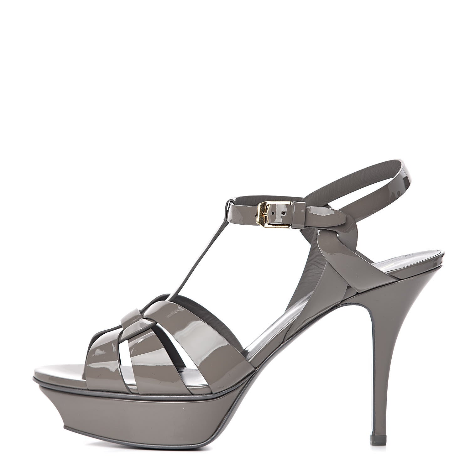 Saint Laurent Patent Tribute 75 Platform Sandals 39 Fog 1 of 9