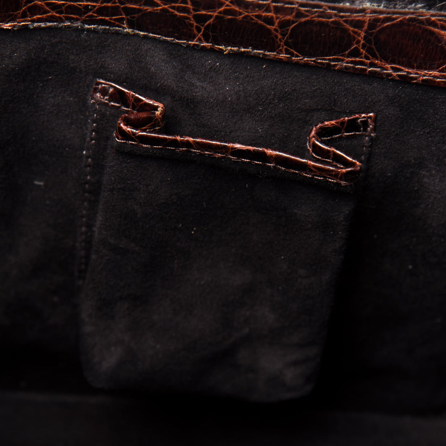 Crocodile Mini Button Tote Brown