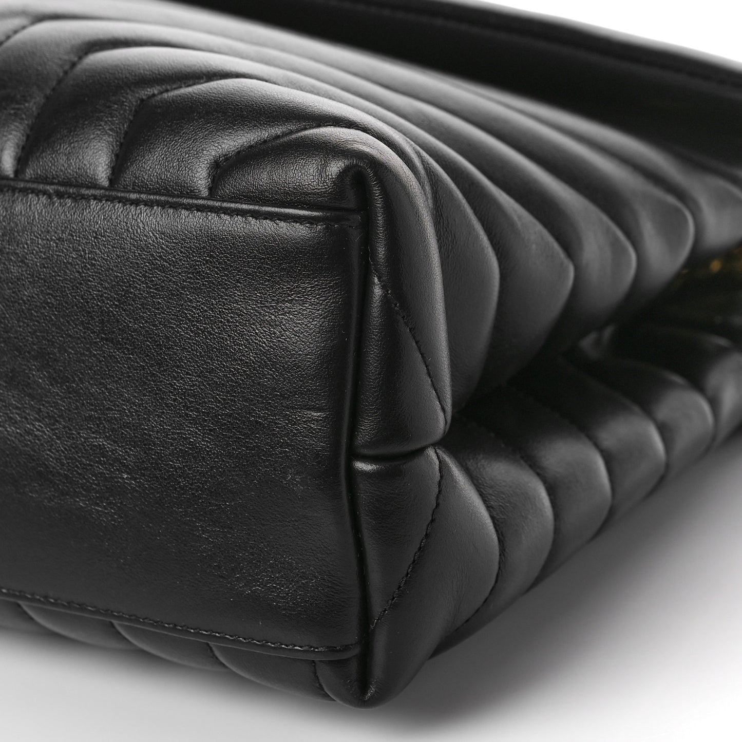 Calfskin Y Quilted Monogram Medium Loulou Chain Satchel Black