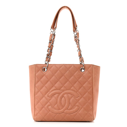 Chanel Caviar Quilted Petit Shopping Tote PST Light Red 1 of 18