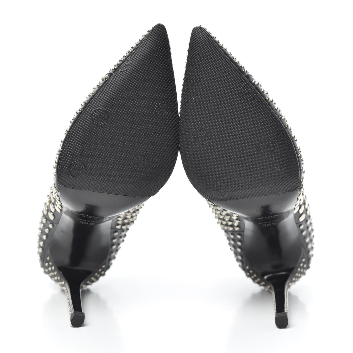 Calfskin Studded Ankle Booties 36.5 Black