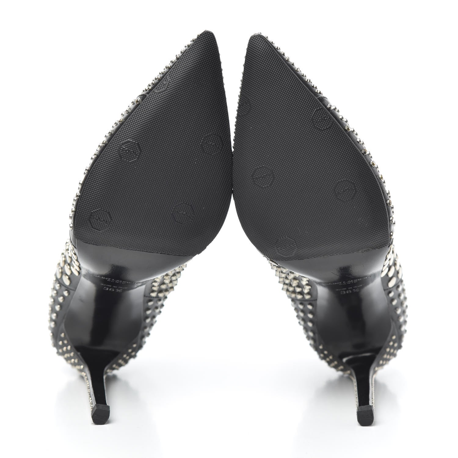 Saint Laurent Calfskin Studded Ankle Booties 36.5 Black 7 of 7