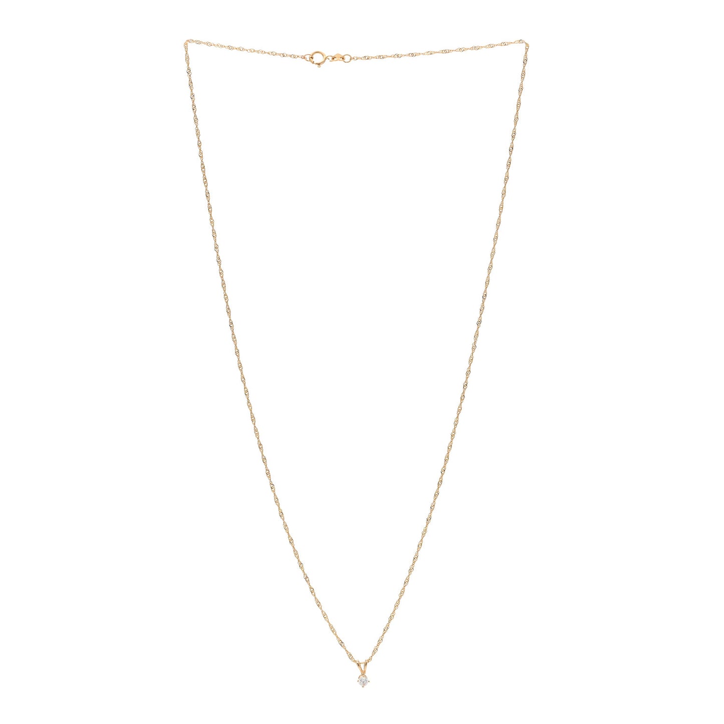 14K Yellow Gold Diamond .08ct Solitaire Pendant Necklace