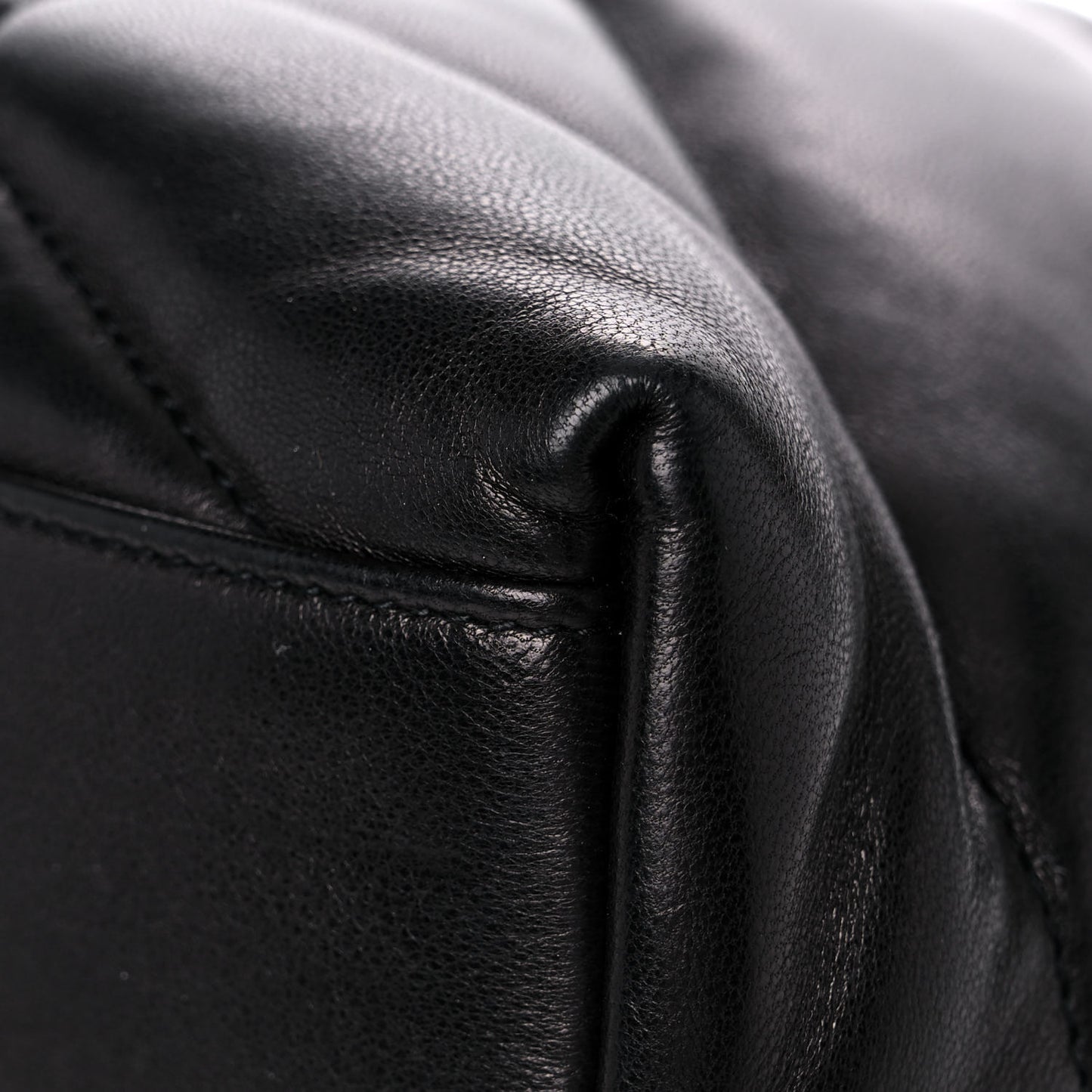 Lambskin Quilted Medium Loulou Puffer Monogram Chain Satchel Black