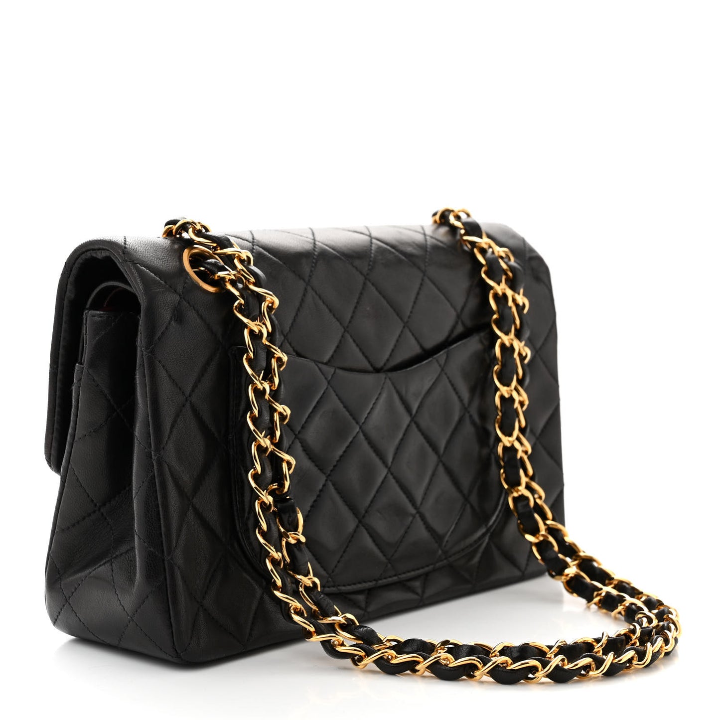 Lambskin Quilted Small Double Flap Black